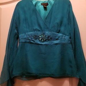 S-Dressy Blue Silk Top